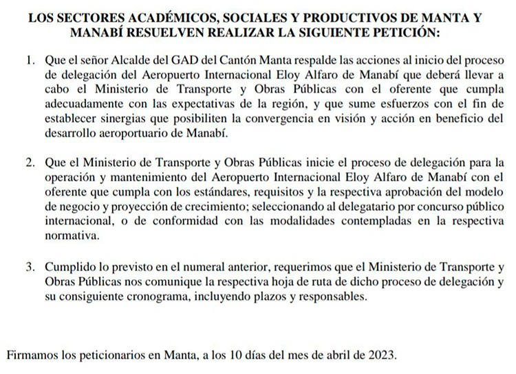 RESUMEN MANIFIESTO AEROPUERTO